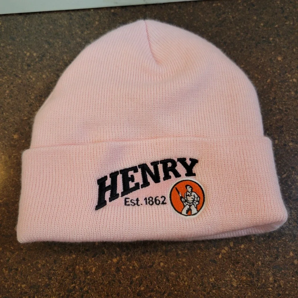 Henry Rifles Co Beanie Hat Pink Knit 3M Thinsulate Insulation Cuffed Extensible